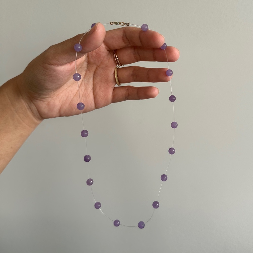 14k clasp lavender jade necklace